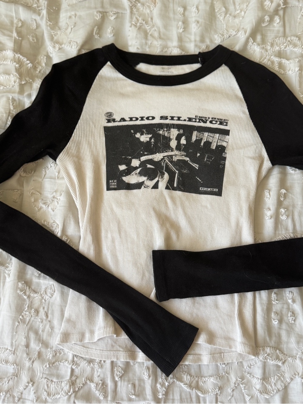 Black & White Raglan Long-Sleeve Tee